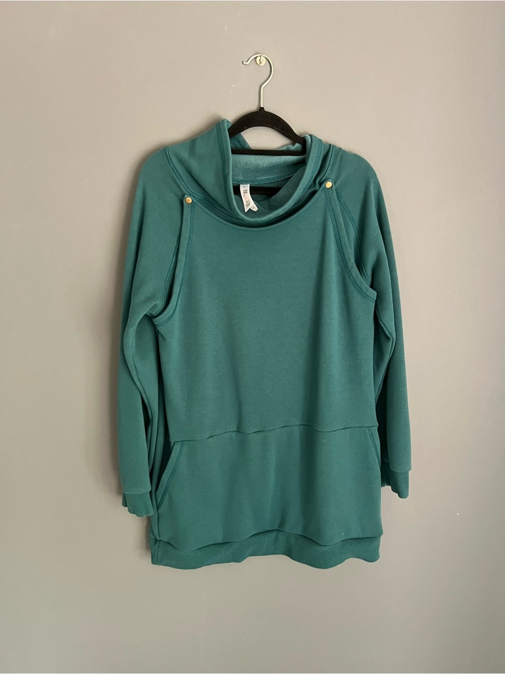 Latched Mama Size XL Sweatshirt Harbor Snap Teal Pullover Nursing Mock Neck